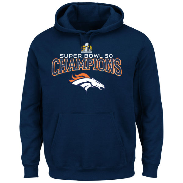 Men Denver Broncos Majestic Big Tall Super Bowl #50 Champions Choice VIII Pullover Hoodie  Navy